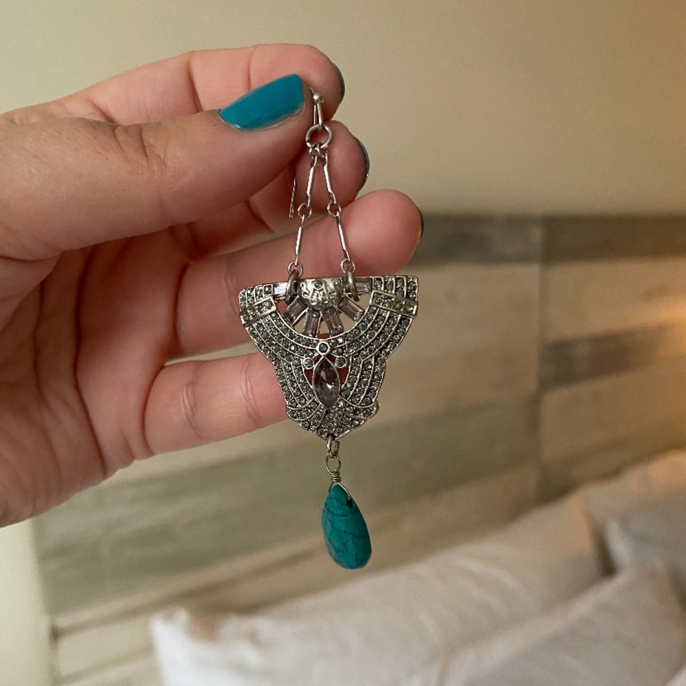 Turquoise/Silver Statement Earrings - image 3